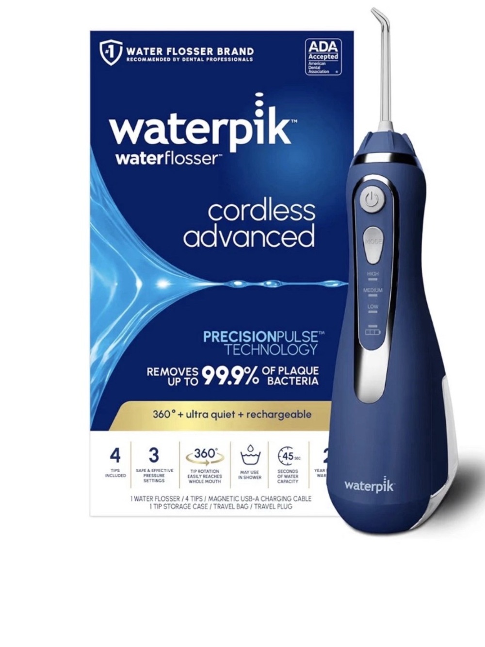 Waterpik Cordless Advanced 2.0 Water Flosser – New (Inspected) (Blue)‼️READ